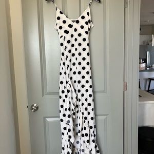 Long flamenco style black and white polka dress with ruffles